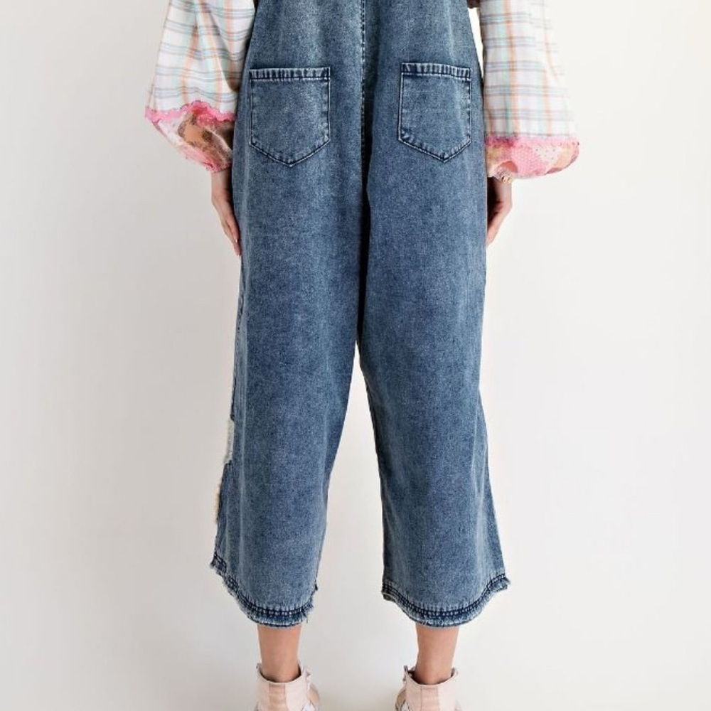 Easel Blue Denim Overalls with Whimsical Butterfly Accents - Picture 7 of 7